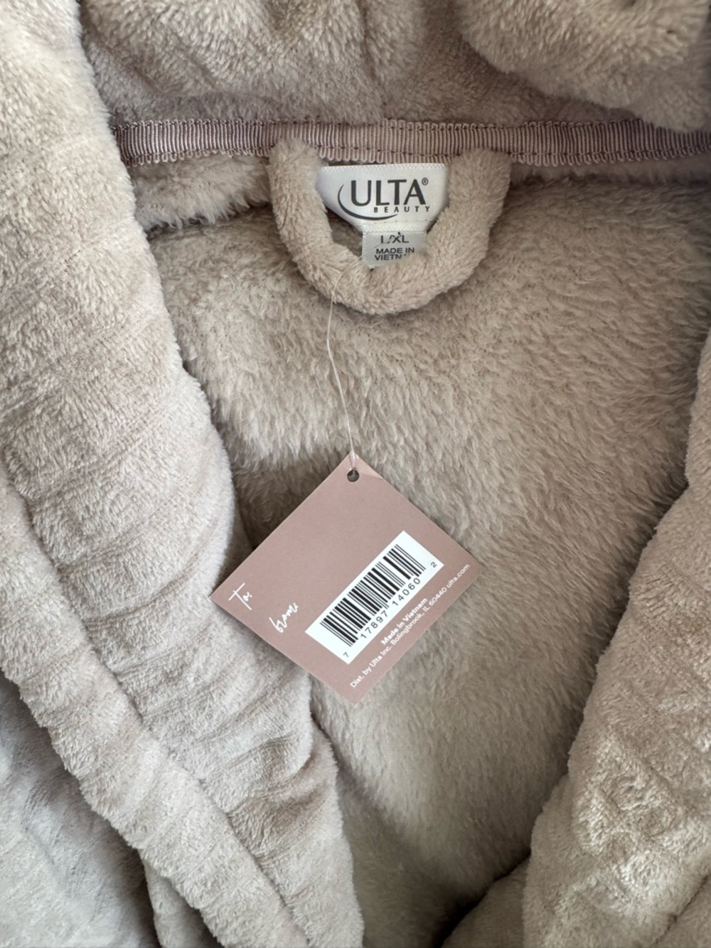 Ulta Beauty Plush Waffle Robe - Taupe/Beige - Picture 2 of 2